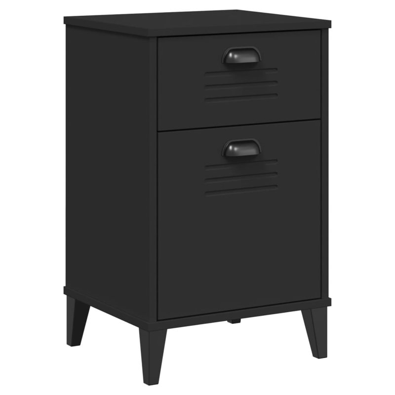 Bedside Cabinet Accent End Table Bedroom Furniture Solid Wood Pine, Black