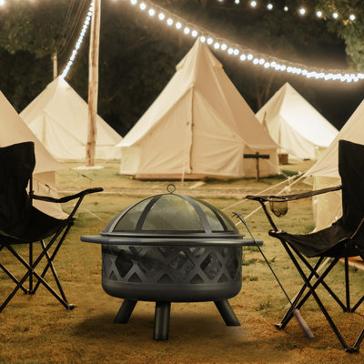Klinger Round Steel Wood Burning Smokeless Fire Pit with Lid