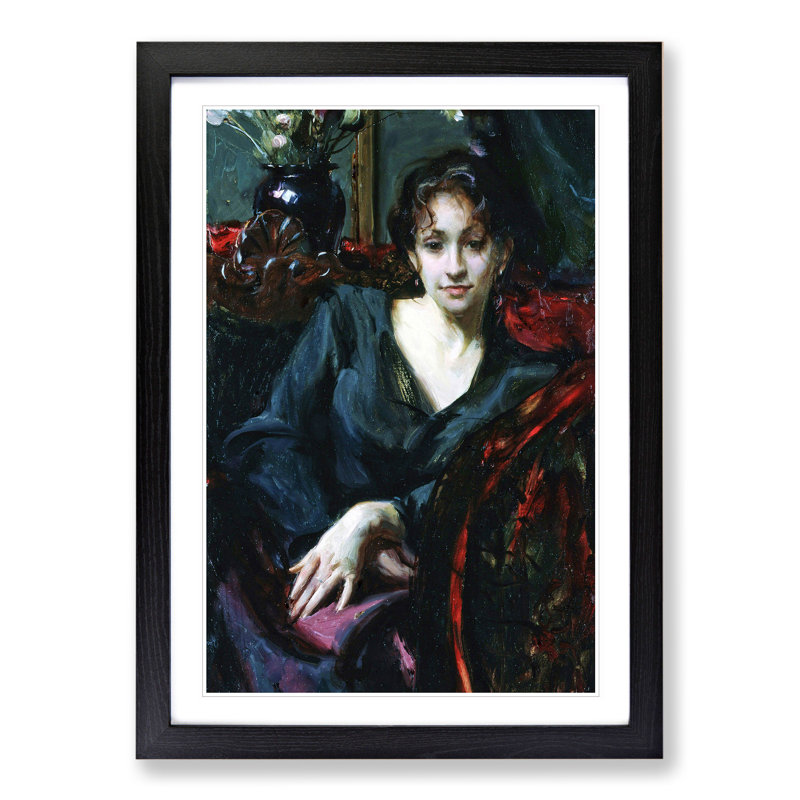 Isabella Stewart Gardner by John Singer Sargent - Picture Frame Painting, 36cm H x 27cm W x 2cm D, Black
