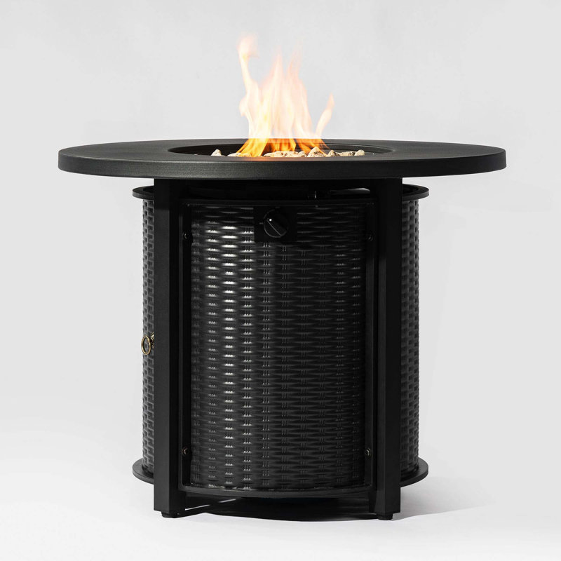 Round Fire Pit Table Propane Fire Table with Lava Rocks