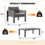 Ensemble de chaises d'extérieur 3 pièces avec table basse, 2 fauteuils simples, accoudoirs WPC à grain de bois, coussins épais, ensemble de patio avec cadre en aluminium, gris foncé-859774077