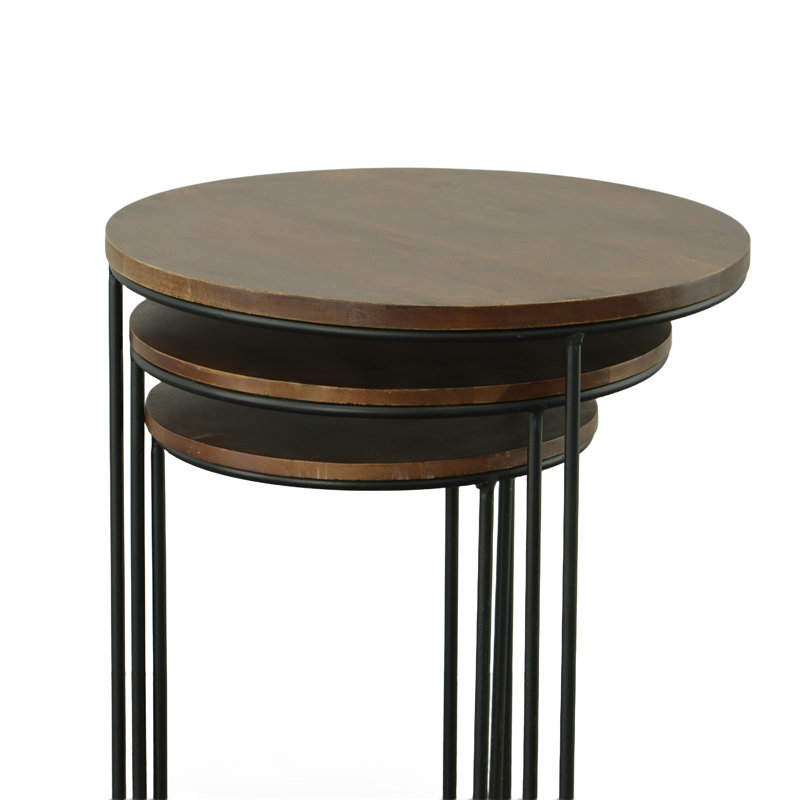 Tables gigognes rondes modernes noires 17,5 pouces