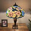 Lampe de table Bloomsbury Tiffany en vitrail bleu avec fleurs de colibri H24 * l16 po