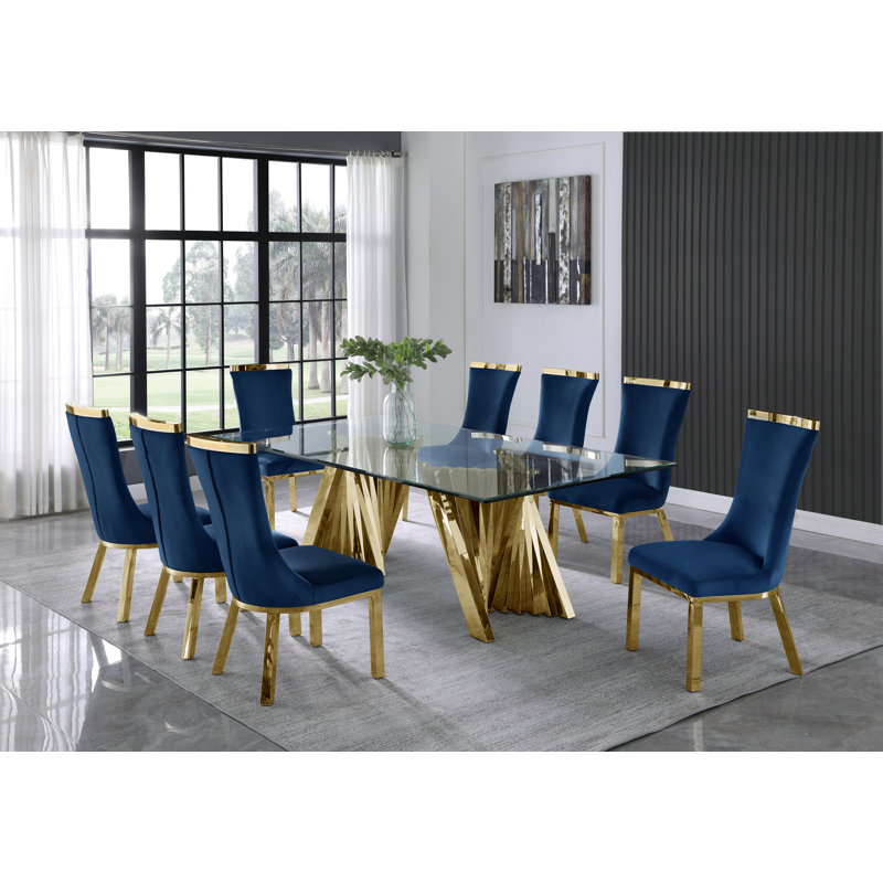 Ensemble repas pour 8 personnes, Bleu marine