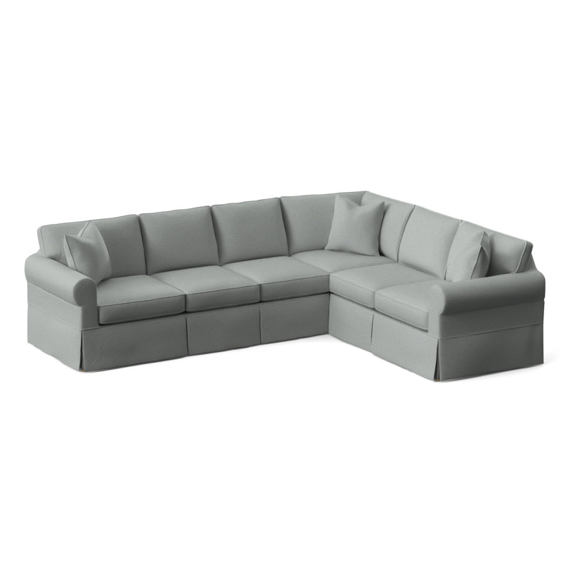 Bedford Upholstered Sectional, Light Blue Performance Fabric; 0851-55, Right Hand Facing