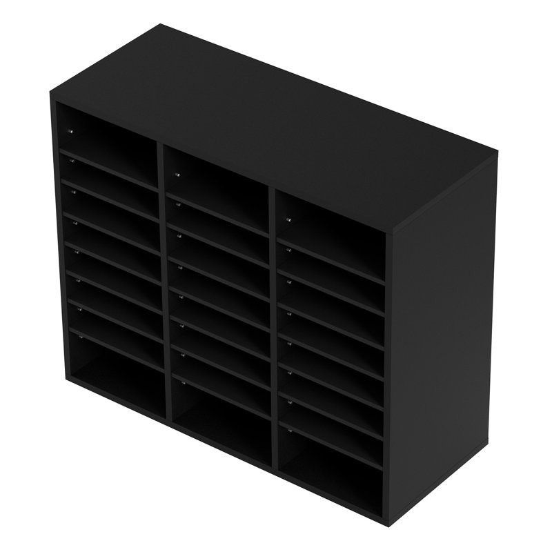 Organisateur de livres en bois noir avec 24 compartiments, trieur de courrier amovible pour le bureau et la maison VEVOR