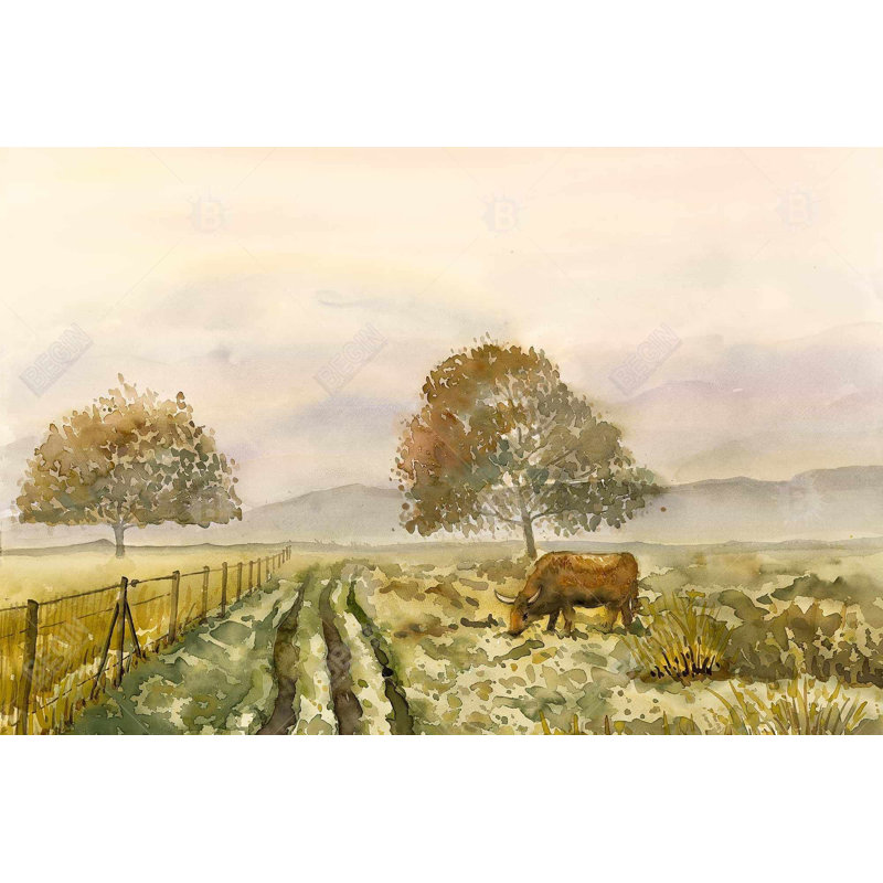 Doux matin à la campagne - toile de ferme animaux