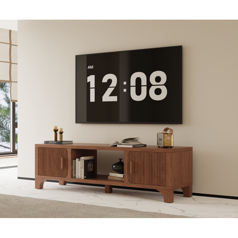 Modern 58.3"W Walnut TV Stand for living room