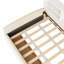 Lit plateforme simple tapissier avec rangement et tiroirs, beige