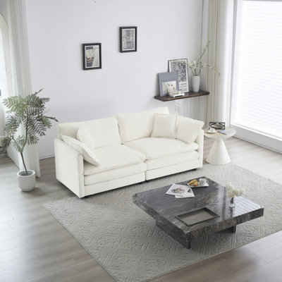 Canapé moderne en tissu pour causeuse pour le salon, canapé 2 places à assise profonde de grande taille avec 4 coussins