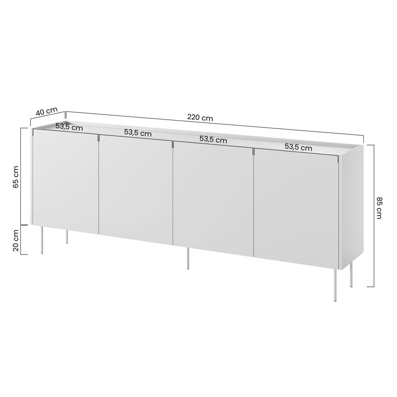 Catela 220cm Sideboard, Black