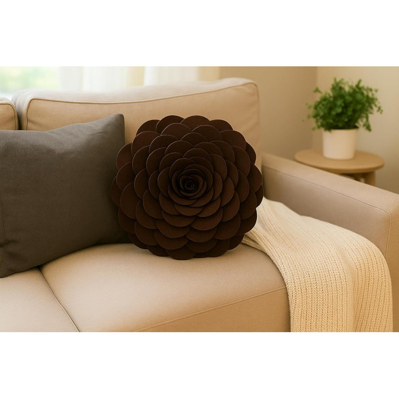  Housse de coussin en polyester, 13 po x 13 po, Chocolat, Polyester/ Bourre en polyester