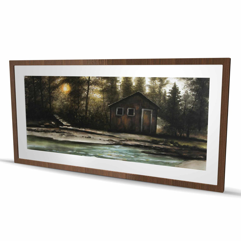 Cabine dans la forêt - décor de bureau mat brun encadré, Brun, H 48 po x l 24 po