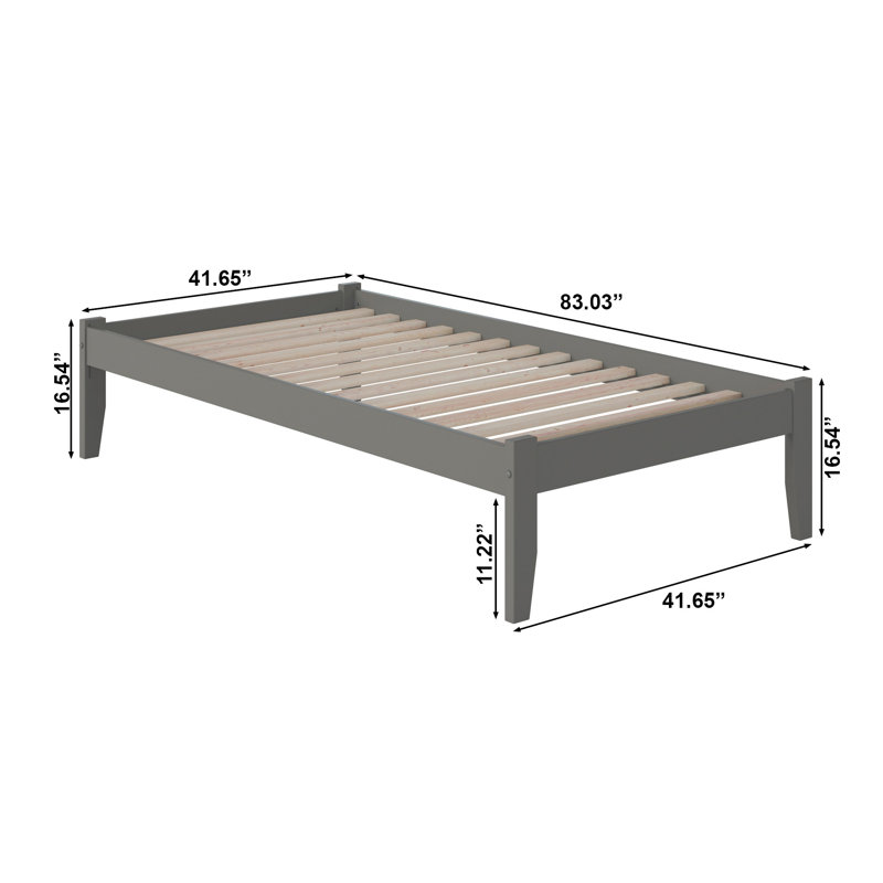 Lit plateforme en bois massif Concord, gris