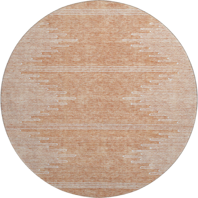 Premium Machine Washable Cerrito Salmon Rug, Round 8'