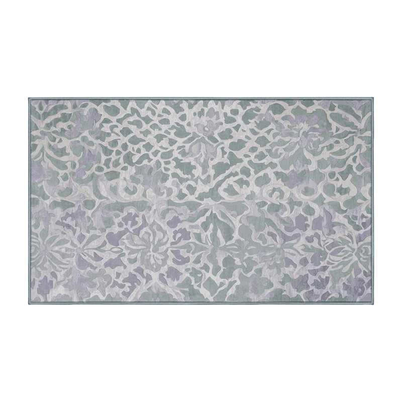 Machine Washable Blue Area Rug, Rectangle 8' x 12'