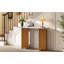 Console étroite, table de hall d'entrée avec plateau ovale en faux marbre, table de canapé rustique avec pieds incurvés, table d'appoint de couloir pour l'entrée et le salon-607378315