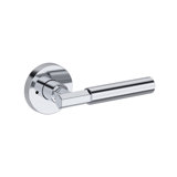 Riddling Privacy Lever with Contemporary Round Rose in Polished Chrome