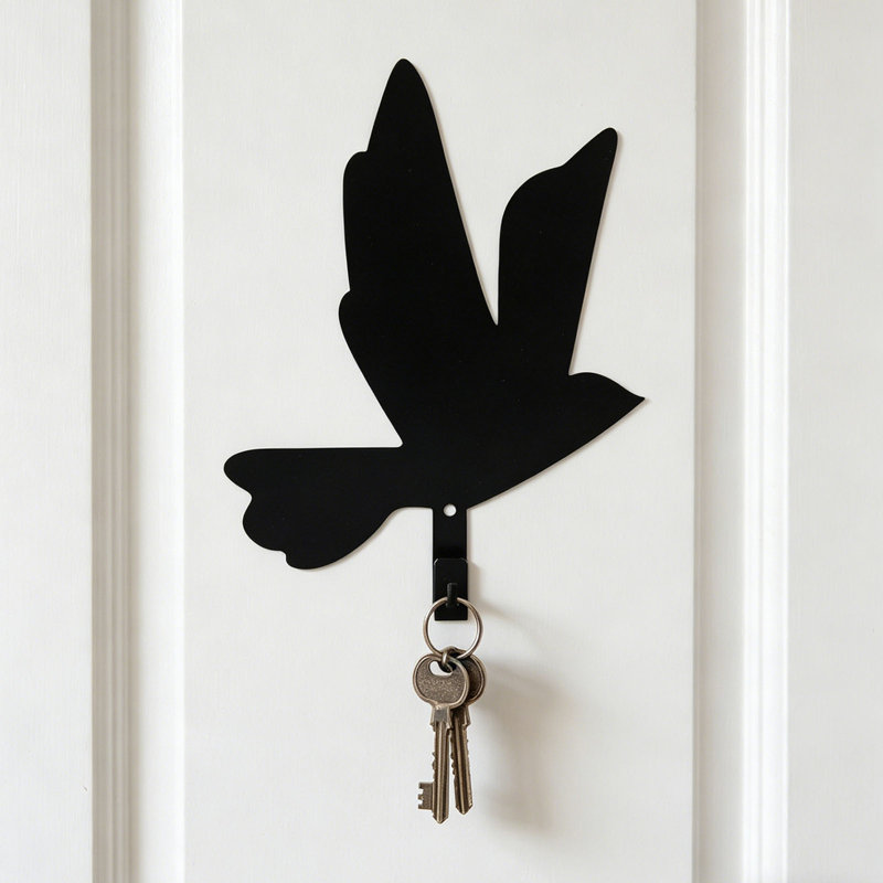 Patère murale oiseau volant en fer forgé, porte-clés moderne, décoration pour manteau, sacs, chapeaux et serviettes, noire