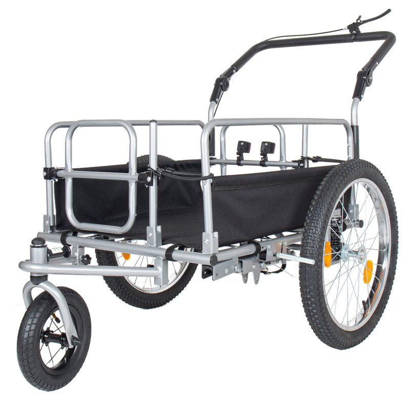 Remorque 3-en-1 pour vélo robuste avec pneus de 20 po, capacité de 150 lb, structure en acier et suspension - poussette convertible et chariot à tirer