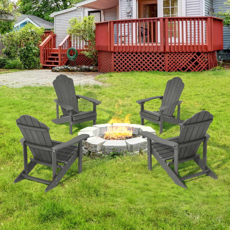 Chaise Adirondack Ionie Hips résistante aux intempéries, Gris anthracite