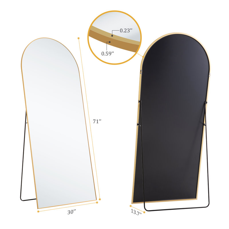 Miroirs muraux surdimensionnés arqués, Doré, 65 po x 24 po