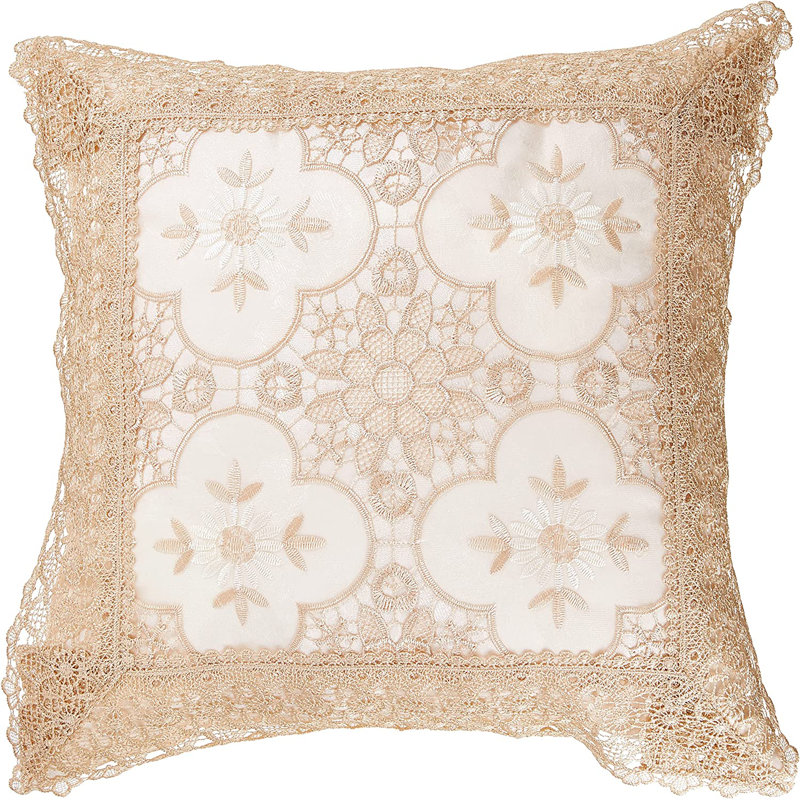  Coussin décoratif tressé en dentelle luxueuse, Ivoire