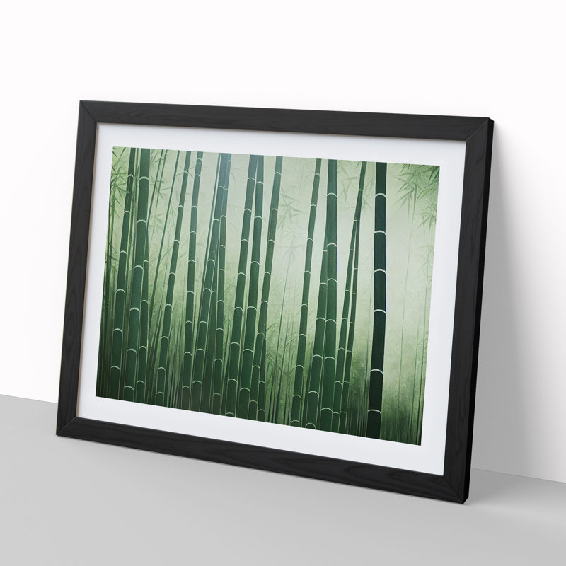 Dignified Bamboo Forest - Single Picture Frame Print, 46cm H x 64cm W x 2cm D, Black