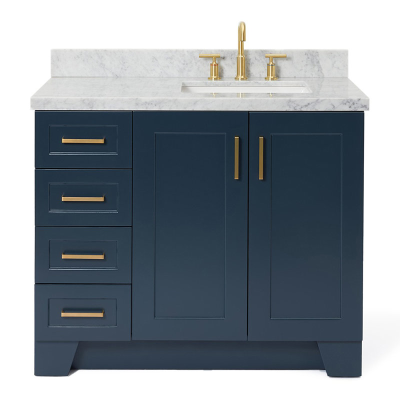 ARIEL TAYLOR 43 IN RIGHT OFFSET RECTANGLE SINK VANITY, Midnight Blue, Right, Rectangle