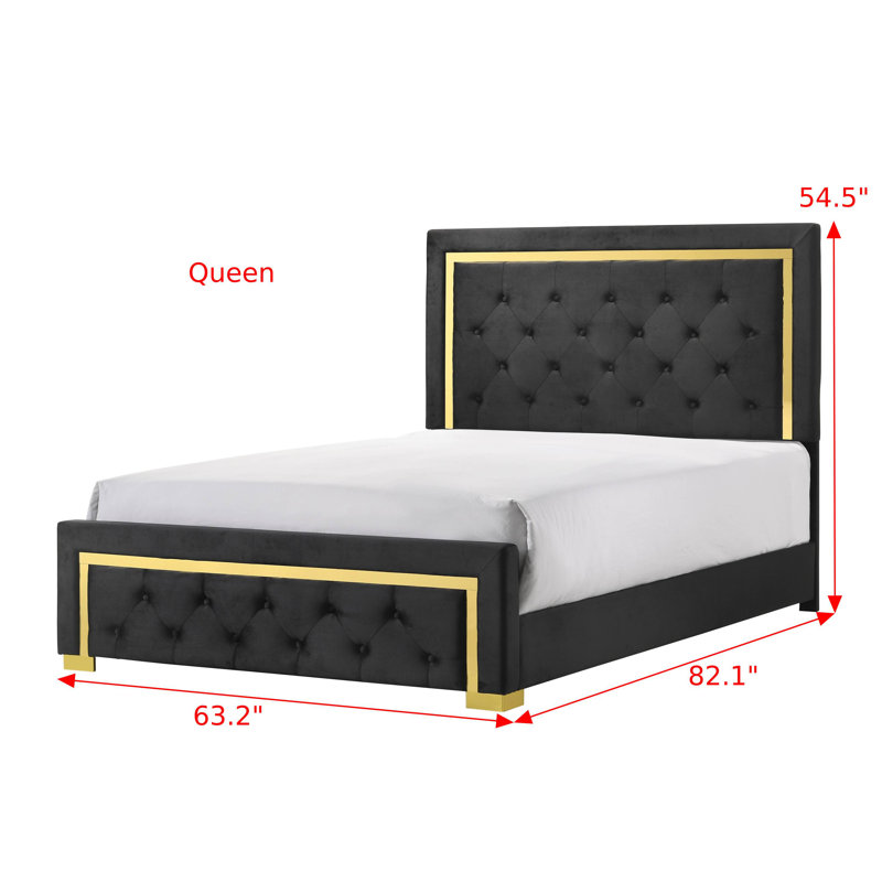 Ensemble de chambre à coucher tapissier à panneau capitonné Kezion 5-2, Grand