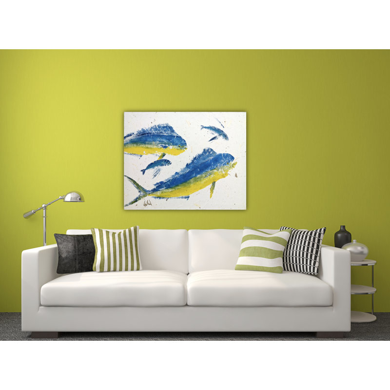 «Mahi II» par John Beard - reproduction d'artiste sur toile, H 38 po x l 50 po x P 2 po, Cadre flottant noir