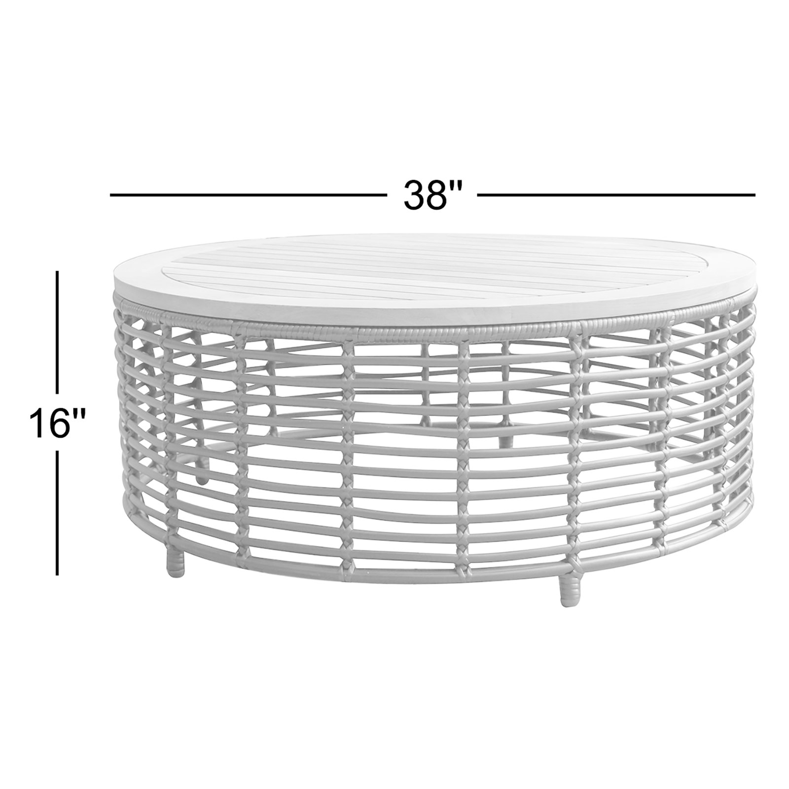 Dochi 38'' Teak Outdoor Coffee Table, Canvas White Sunbrella®