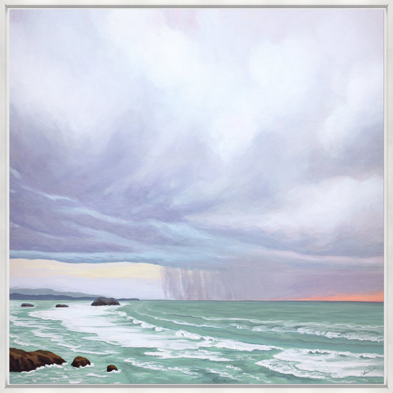 Bandon Sunset, No, White Floater Frame Canvas