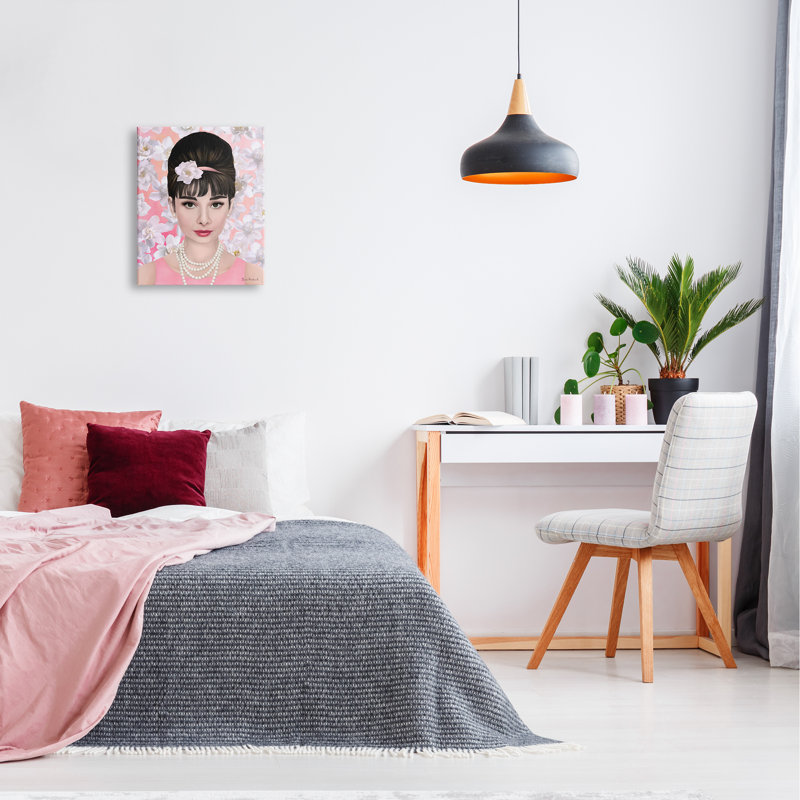 Audrey Hepburn, accessoires de mode polis, art mural sur toile par Diane Neukirch, L 16 po x H 20 po