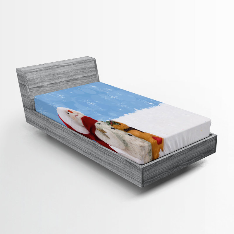 Multicolore drap-housse Ambesonne Snowman, Drap-housse simple TG