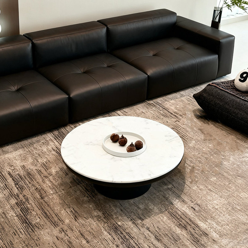 Table basse italienne en marbre blanc, H 13,8 po x L 31,5 po x l 31,5 po