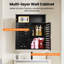 Armoire murale en bambou, armoire de rangement murale pour salle de bain, armoire à pharmacie suspendue noire avec portes doubles, rangement en bambou pour la salle de bain, la cuisine et le salon