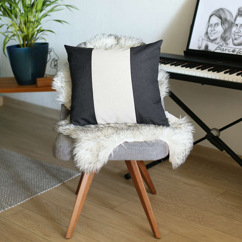 Black and Ivory Boho-Chic Jacquard Throw Pillow