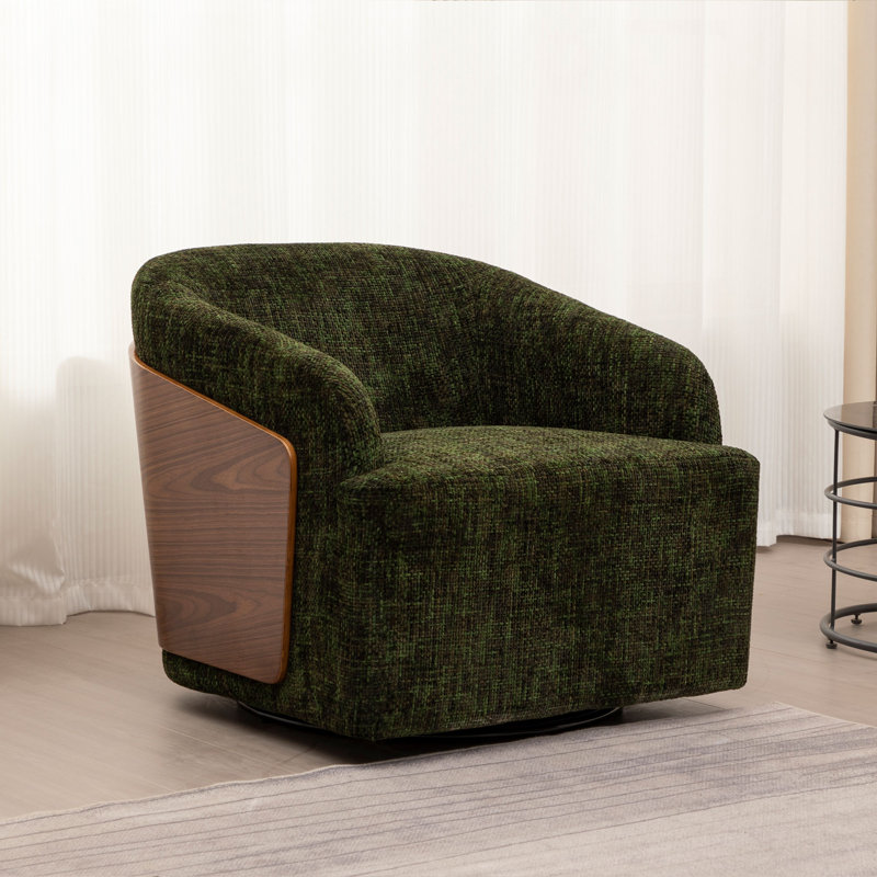 Fauteuil demi-tonneau Broderic, Lin vert