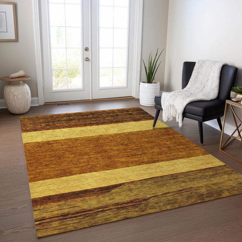 Tapis orange lavable intérieur / extérieur Chantissa - LOOMlan, 10 pi x 14 pi