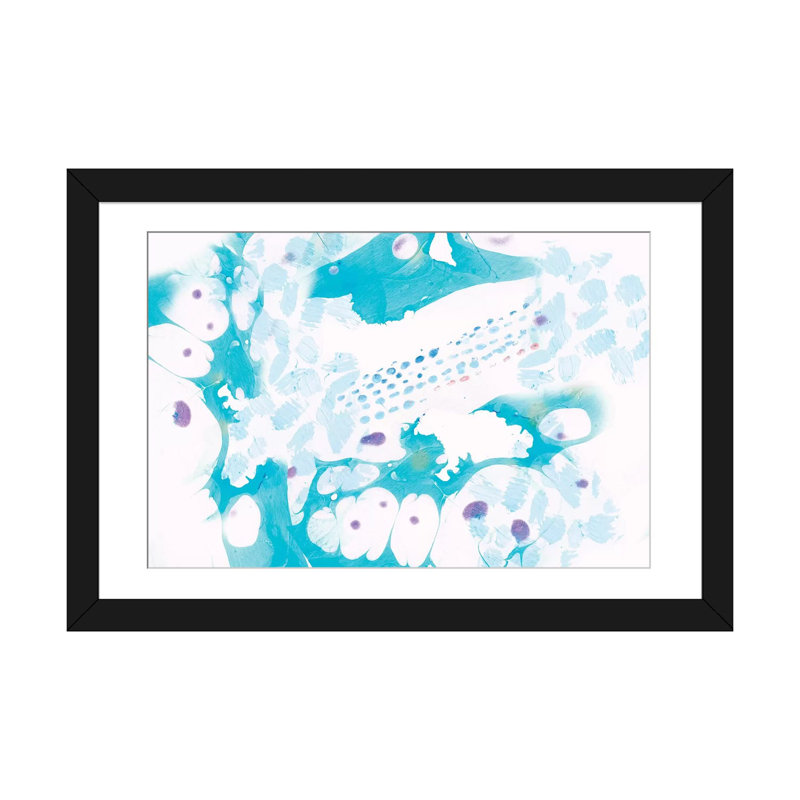 «Turquoise Marble» par Sara Franklin - reproduction d'art sur toile tendue, Toile encadrée noire, Blanc