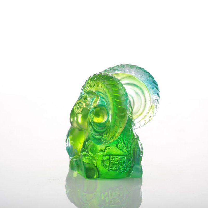 LIULI Crystal, Zodiac Figurine, Year of the Sheep | Auspicious Fuzzy