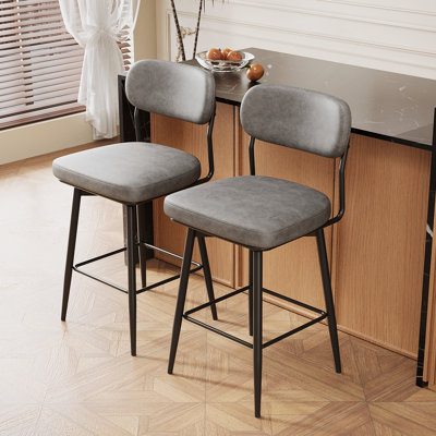360 ° Rotating Bar Chair Set Of 2 Pieces With Leather Cushions And Iron Brackets, Suitable For Home Kitchens, Restaurants, And Offices