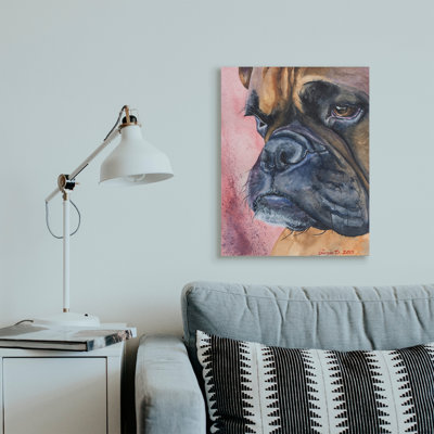" Pensive Boxer Dog Pet " by George Dyachenko Painting Print