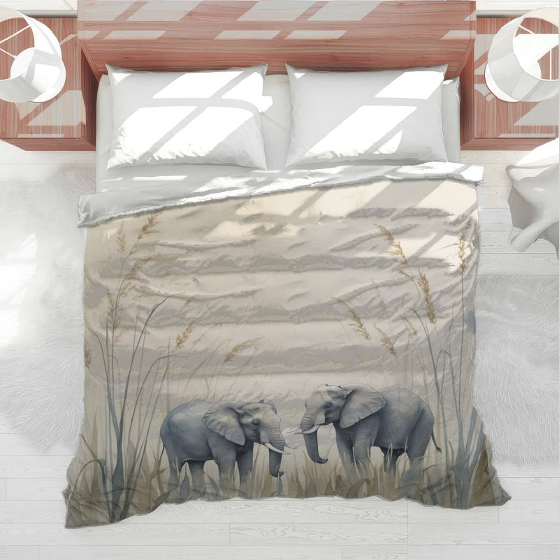 Elephants In Tall Grass Comforter, Twin Extra Long