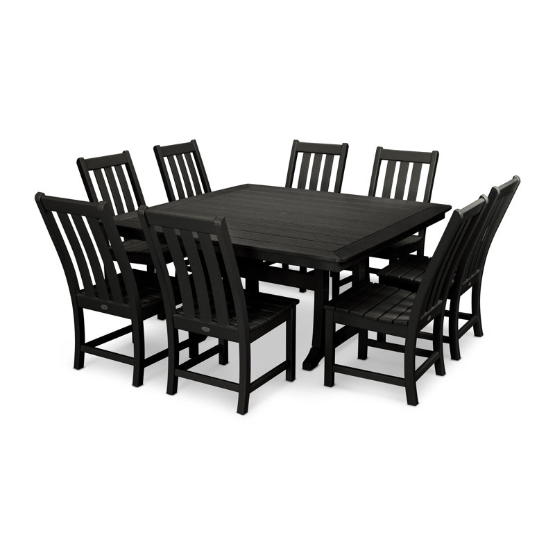 POLYWOOD Vineyard 9-Piece Dining Set, Black