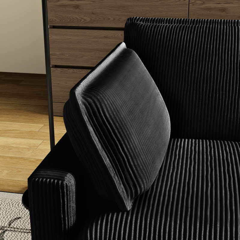 Canapé modulaire noir avec 4 sièges et coussins, canapé de siège profond en forme de L moderne, mousse rembourrée en velours côtelé respirant, structure en bois massif multiplicateur de gravité, amovible pour la chambre à coucher, - éponges de canapé,
