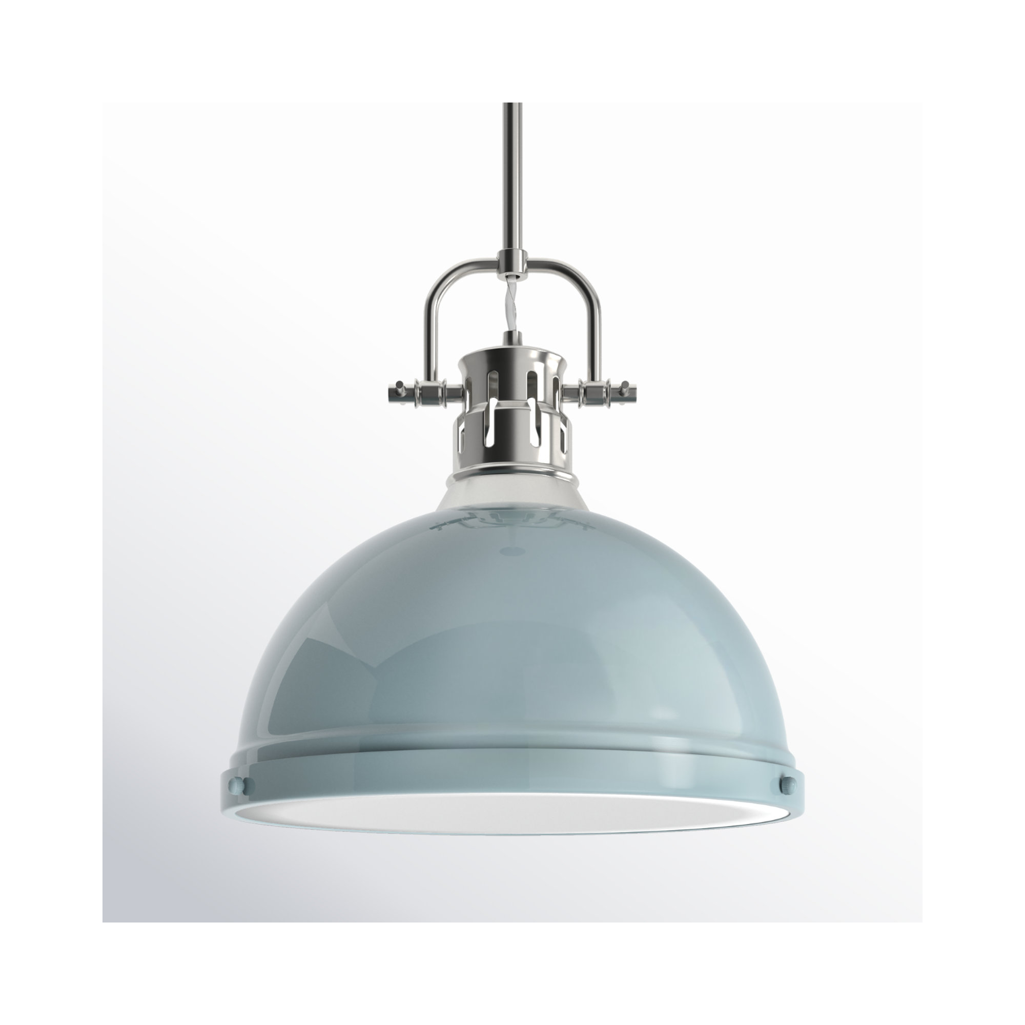 Calico Single Light Steel Dimmable Pendant, Seafoam, Chrome