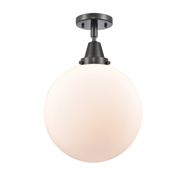 Plafonnier encastré en verre Amede, Blanc mat, H 14,5 po x l 12 po x P 12 po, Noir mat