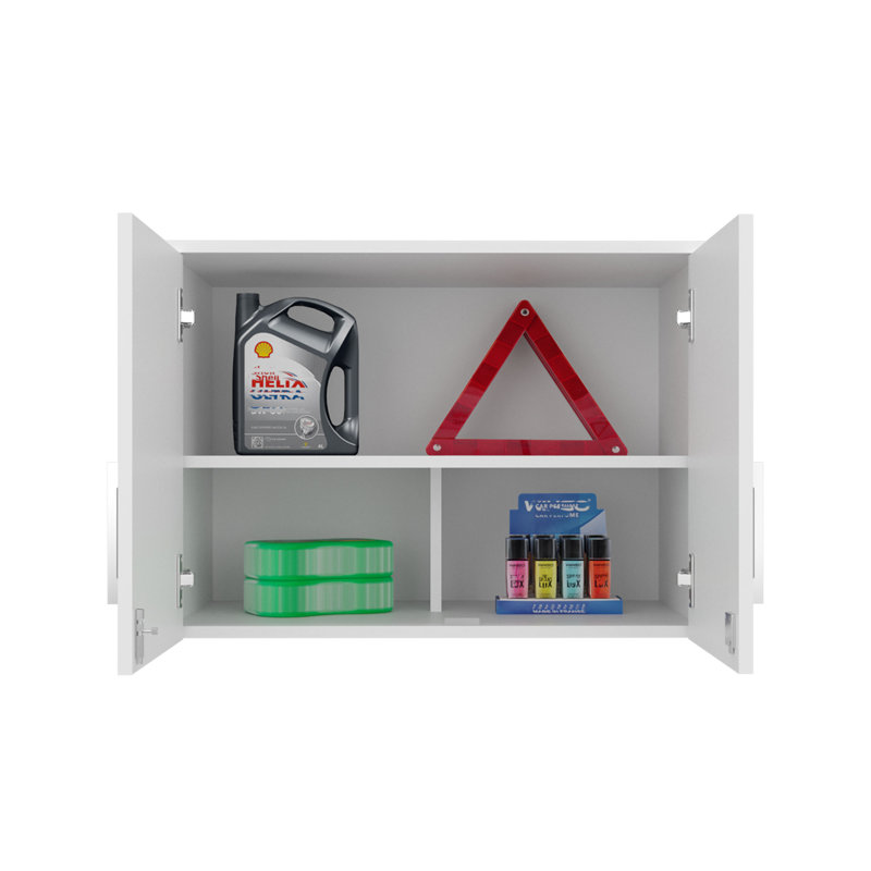 Armoire murale latérale avec deux portes et quatre tablettes de rangement internes
